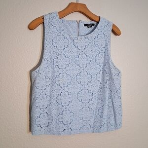 Forever 21 Light Blue Sleeveless Lace Blouse Zip Back Juniors Large